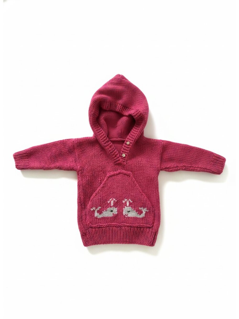 Handmade Pink Knit Hooded Cardigan Sweater Whale 12 Months